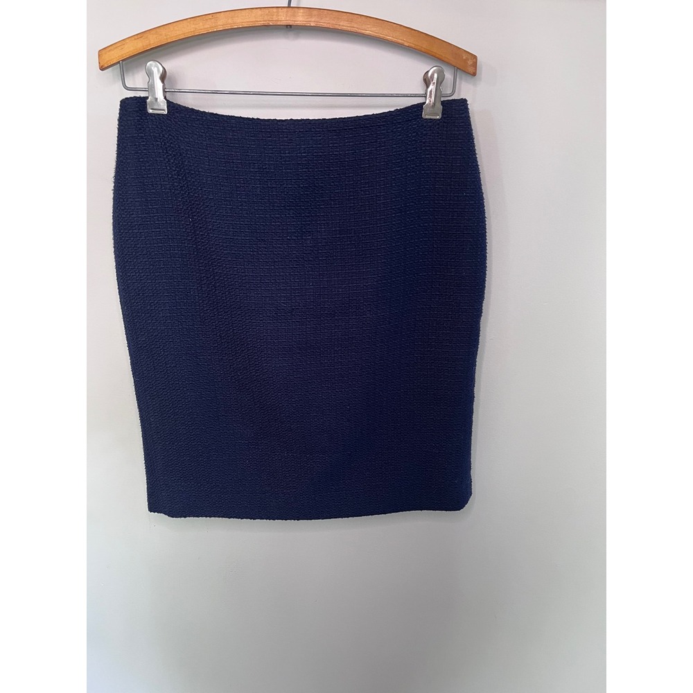 Talbots Petites Navy‎ Blue Textured Tweed Pencil Skirt Size 6P Professional Work